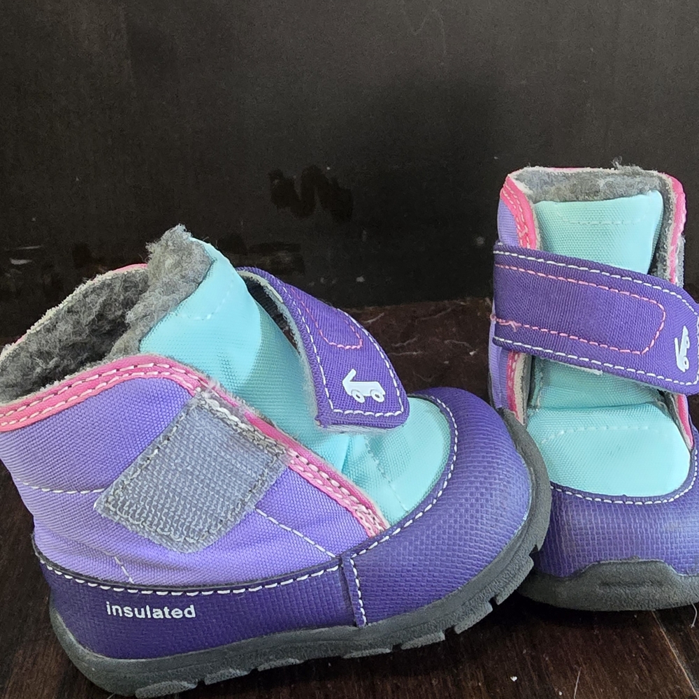Kids Insulated Boots - Purple and Blue